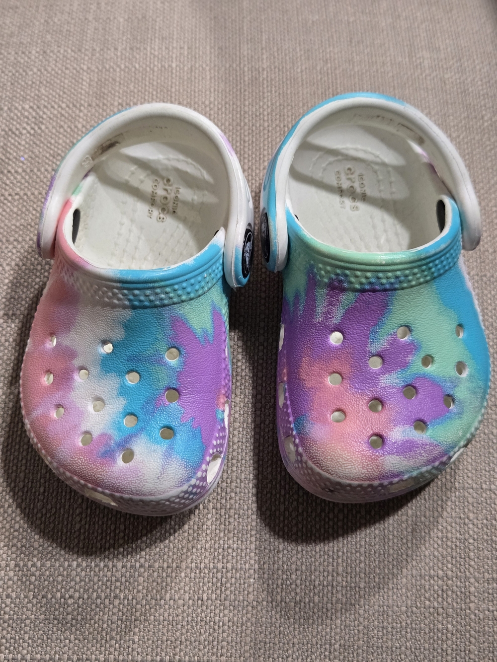 CROCS Kids Tie-Dye Clog Sandals - Pink, Purple & Blue